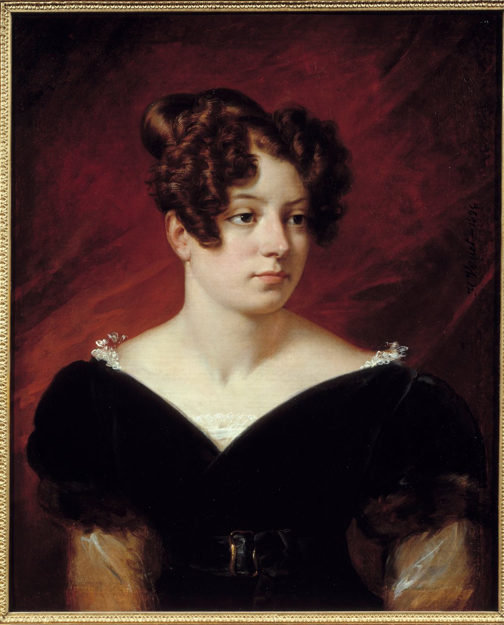 约瑟芬-德-拉瓦莱特的画像，德-弗洛姆男爵夫人。Emilie de Beauharnais的女儿，德拉克洛瓦的表妹。埃米尔-迪特-霍拉斯-弗内（1789-1863）的画作 作者 埃米尔·让·霍勒斯·韦尔内