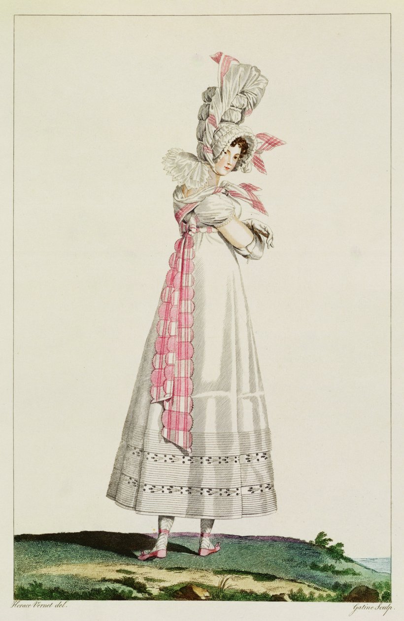 夏季连衣裙，来自&39;Incredible and Wonderful&39;的时尚板块，由Georges Jacques Gatine（1773-1831）雕刻，c.1815 作者 埃米尔·让·霍勒斯·韦尔内