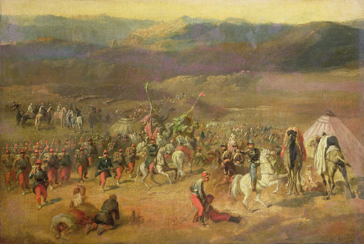 Abd-el-Kader的随从捕获（1808-83）或1844年8月14日的Isly战役，1844-63 作者 埃米尔·让·霍勒斯·韦尔内