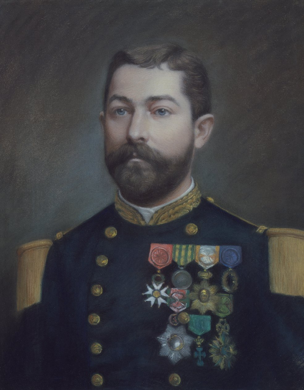 征服东京的英雄埃米尔指挥官杜博克 (1852 - 1935) 的肖像（绘画） 作者 埃米尔·理查德·豪蒙特
