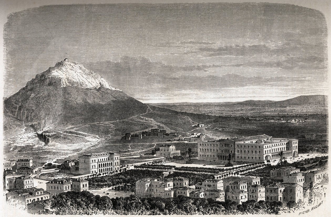 View of Athenes Greece, drawing by Therond, to illustrate the story of M.A.Proust, a winter in Athenes 作者 埃米尔·西奥多·塞隆德
