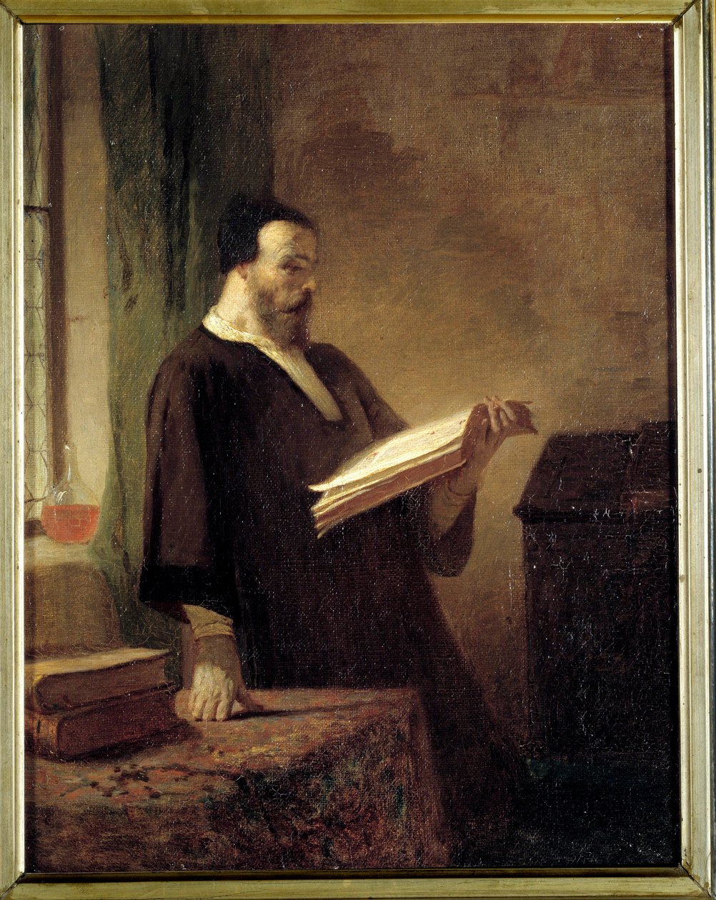 藏书家 一个正在看书的人。埃米尔-沃德（1819-1884 年）19 世纪绘画作品 特鲁瓦美术馆 作者 埃米尔·沃德