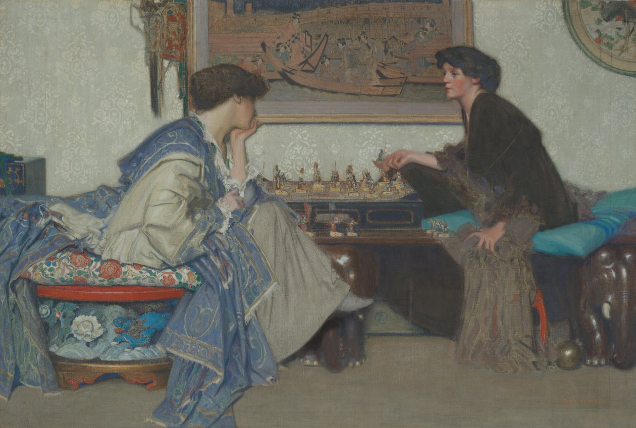 棋局（布面油画） 作者 埃米尔弗洛尔斯
