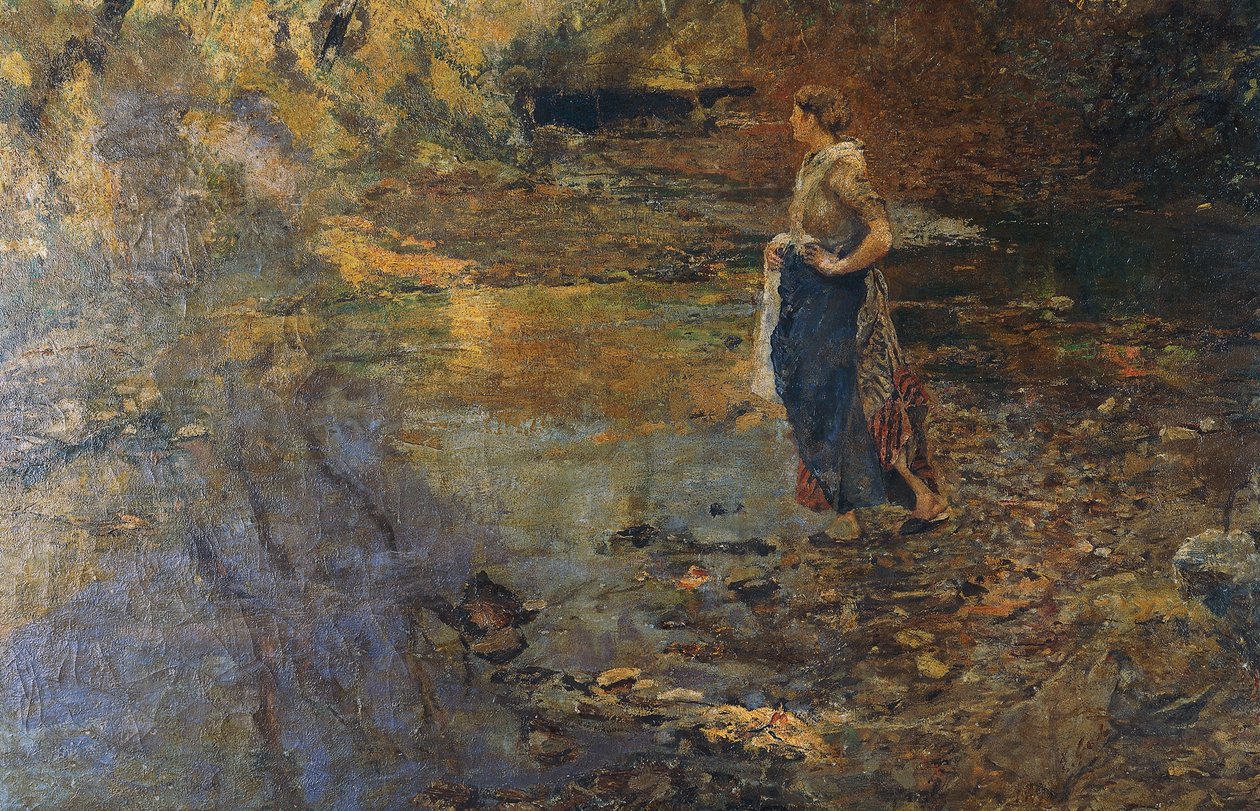 埃米利奥-戈拉（1851-1923）的《洗衣妇》。 作者 埃米利奥·高拉（Emilio Gola）