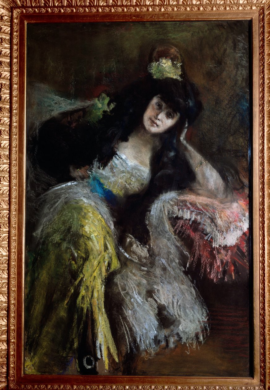 侯爵夫人 Emilia Sommi Picenardi 的肖像（布面油画 作者 埃米利奥·高拉（Emilio Gola）