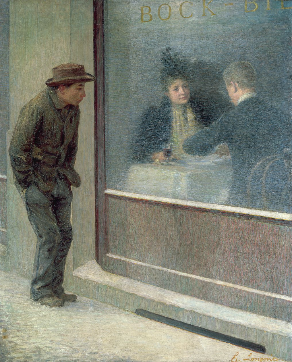 饥饿的人或社会对比的反思，1894年 作者 埃米利奥·隆尼（Emilio Longoni）