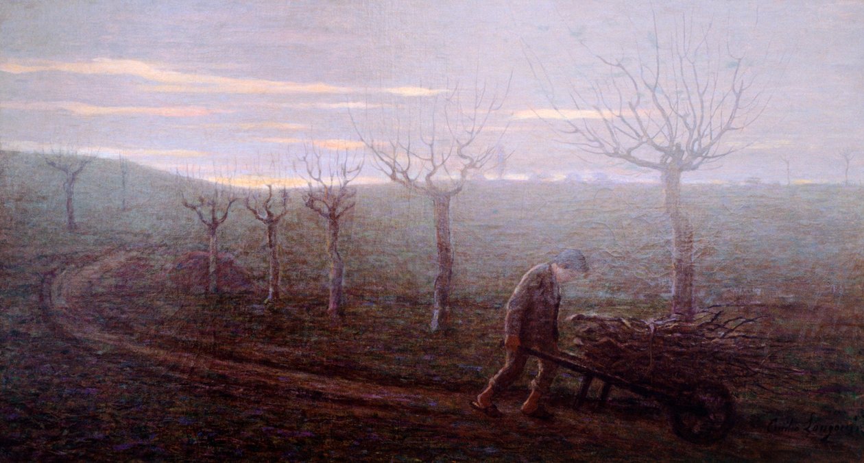 从森林回来，埃米利奥-朗格尼（1859-1932），布面油画，67x120厘米 作者 埃米利奥·隆尼（Emilio Longoni）