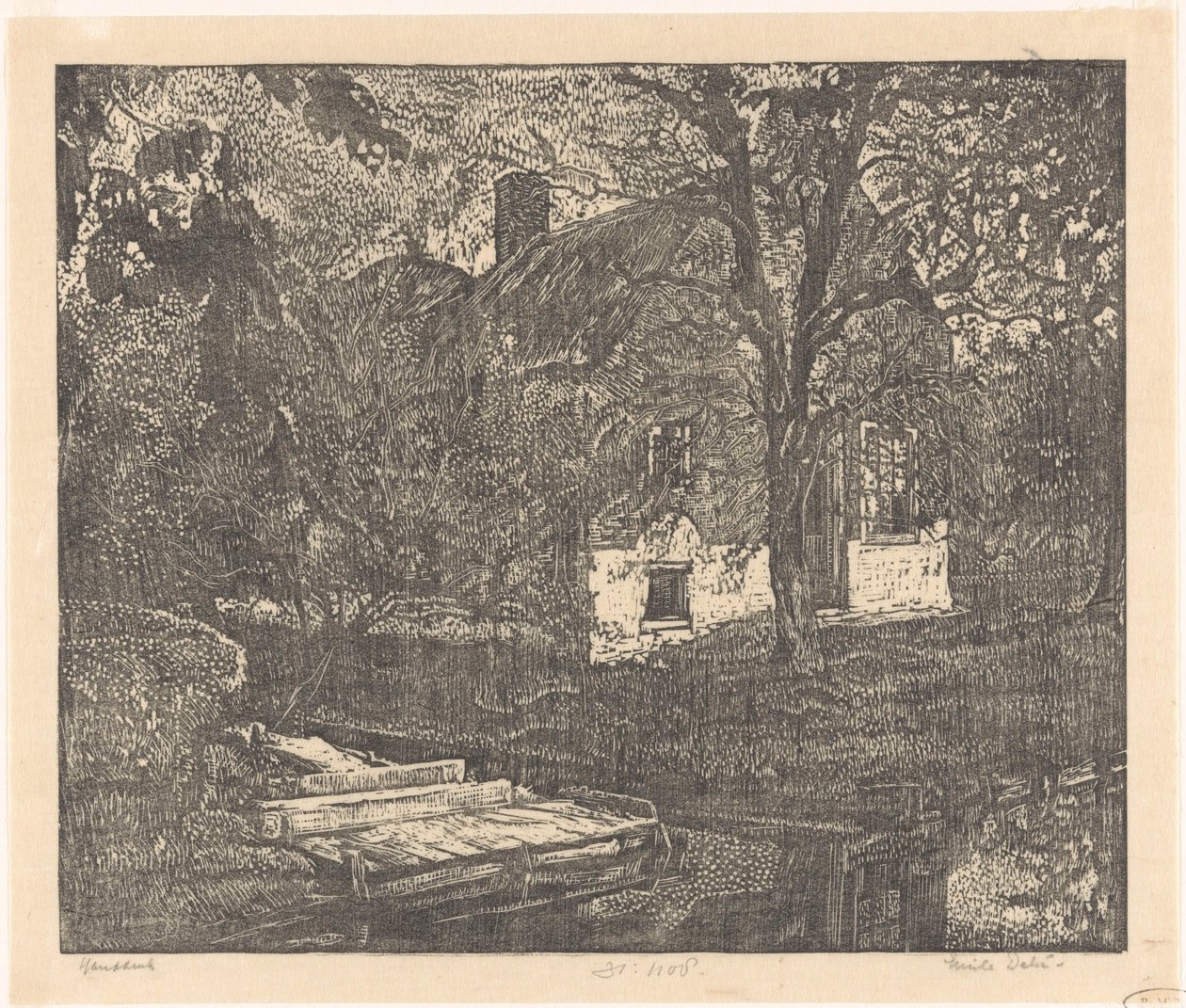 海滨农舍 作者 Emilius Wilhelmus Dehé（艺术家签名）