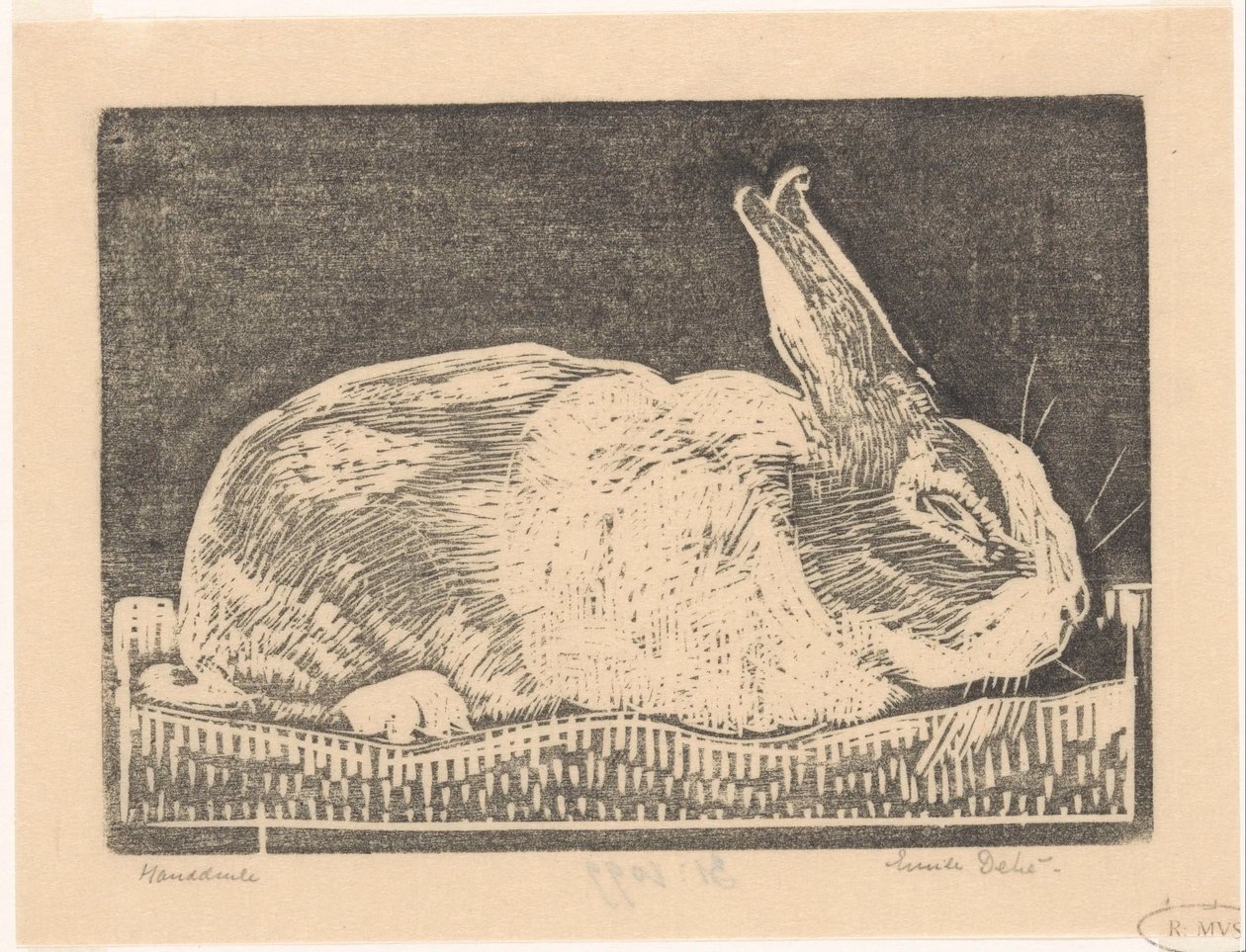 兔子 作者 Emilius Wilhelmus Dehé（艺术家签名）