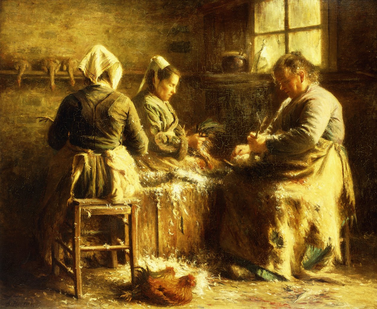 拔鸡-布列塔尼夏末夏； Chicken Pluckers-Apres Midi d&39;Ete Bretagne（布面油画） 作者 艾玛·赫兰德（Emma Herland）