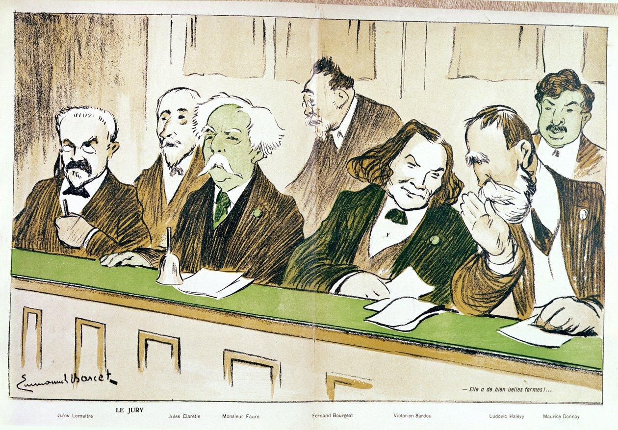 Gabriel Faure的漫画（1845-1924）1907年7月20日在&39;L&39;Assiette au Beurre&39;主持音乐学院评委会 作者 伊曼纽尔·巴塞特（Emmanuel Barcet）