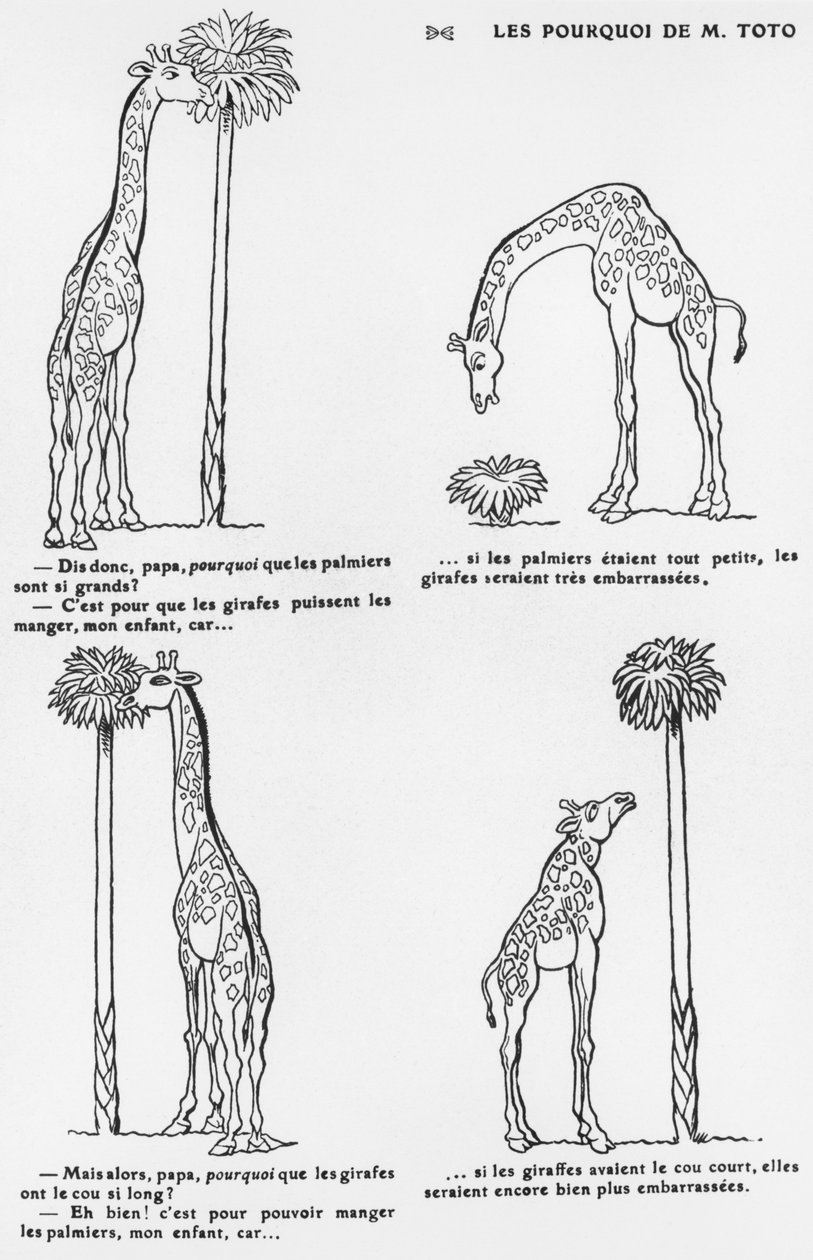 “托托先生的原因”，达尔文进化论的漫画，c.1900 作者 伊曼纽尔·波瓦尔（Emmanuel Poire）Caran D'Ache