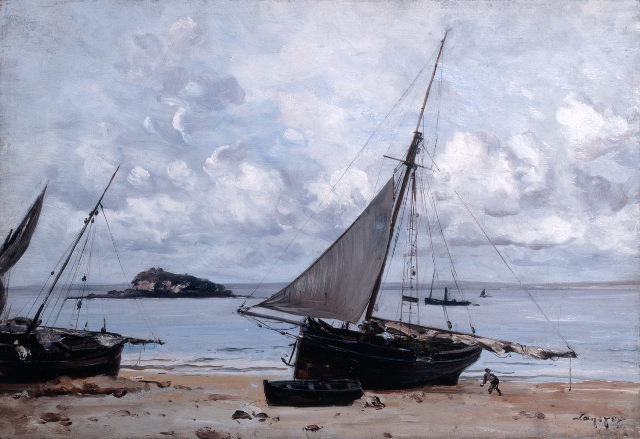 1884年在圣让的沙滩船 作者 伊曼纽尔·兰瑟（Emmanuel Lansyer）