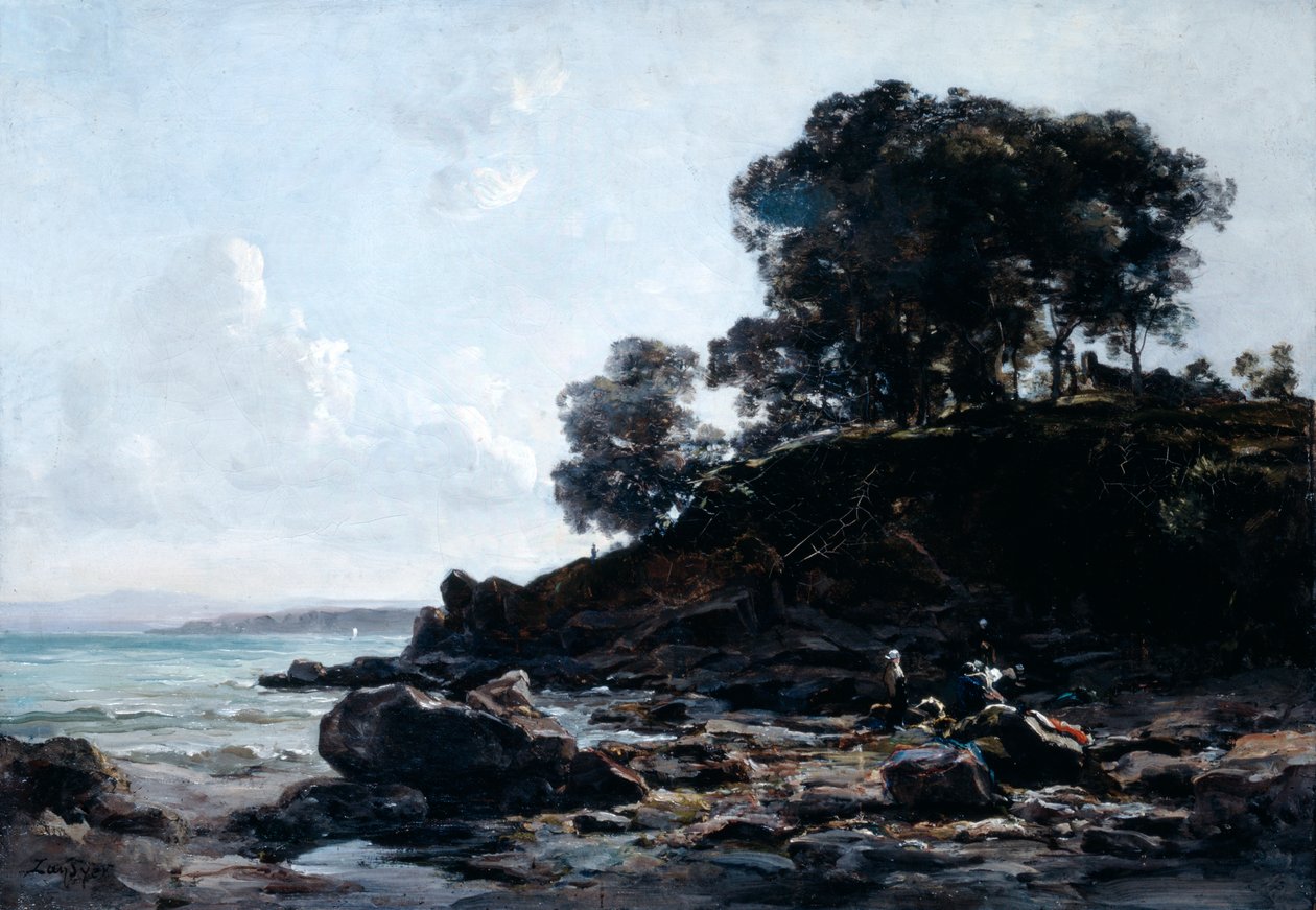 退潮时的洗衣店，1891年。 作者 伊曼纽尔·兰瑟（Emmanuel Lansyer）