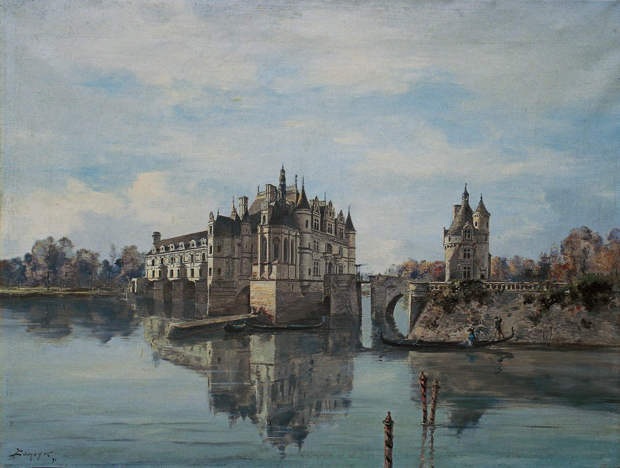舍农索城堡，1891 年 8 月（布面油画） 作者 伊曼纽尔·兰瑟（Emmanuel Lansyer）