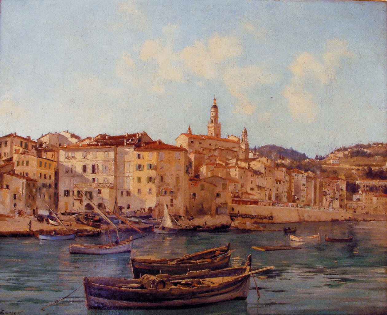 芒通港 1891（绘画） 作者 伊曼纽尔·兰瑟（Emmanuel Lansyer）
