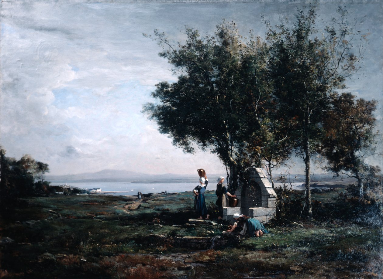 妇女在喷泉，1867年 作者 伊曼纽尔·兰瑟（Emmanuel Lansyer）