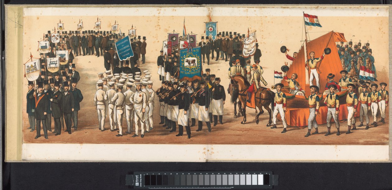 哈勒姆游行，1872 年（图版 12）
1872 年 4 月 1 日在哈勒姆举行的游行。(作品上的系列名称） 作者 埃姆里克和冰儿