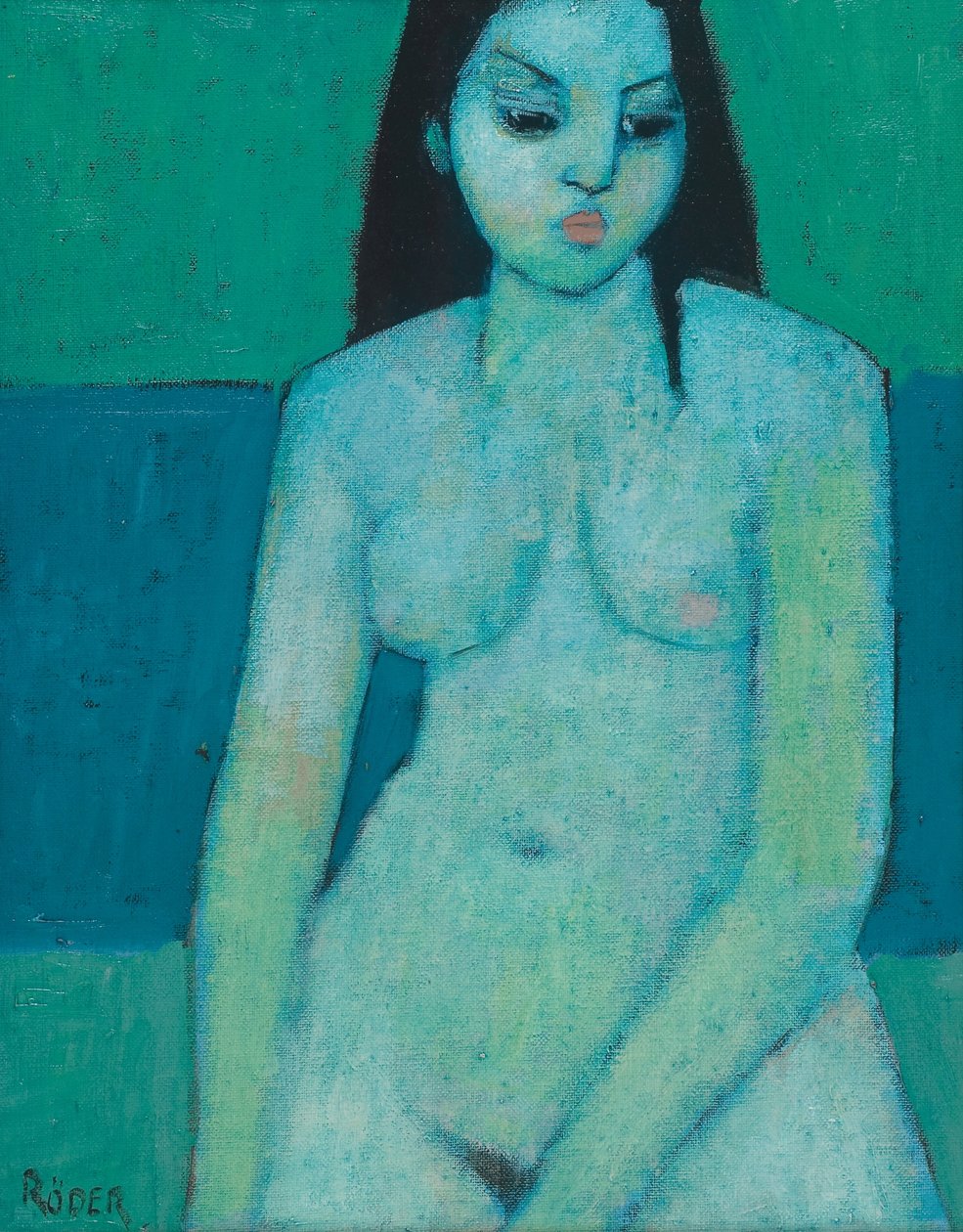 Angelina Nude (oil on board) 作者 恩德·罗德（Endre Roder）