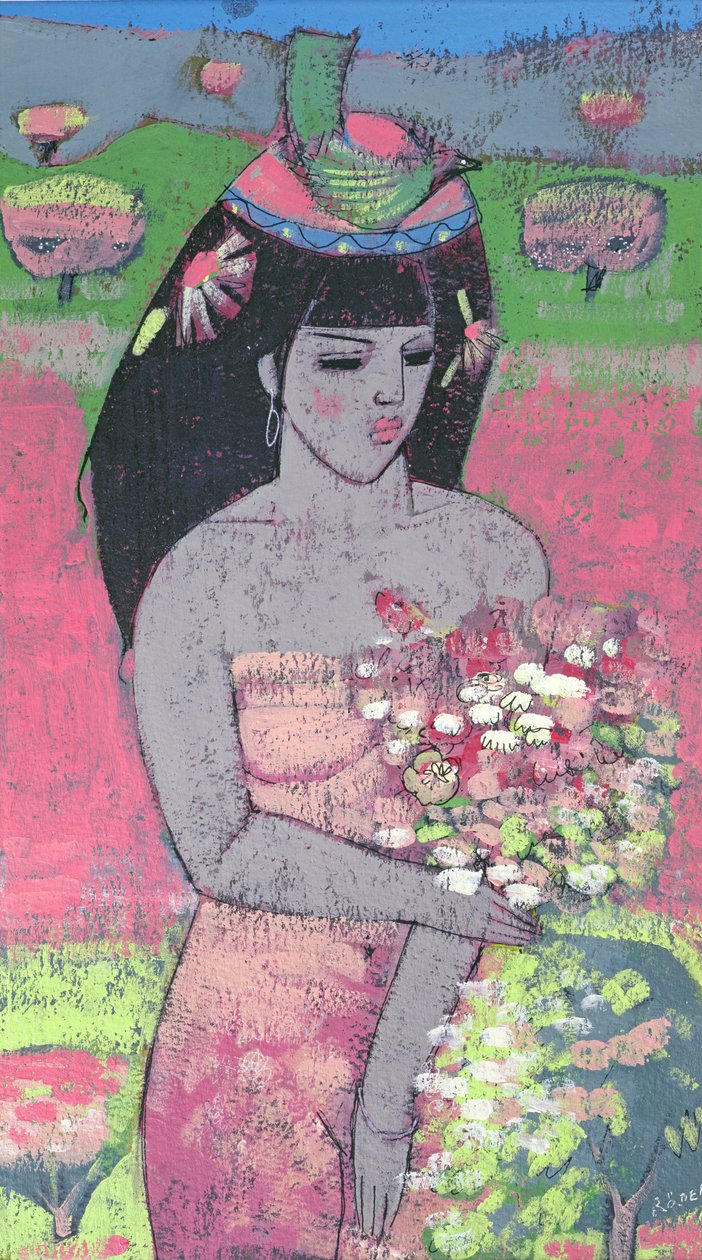 Dressed as Flora (oil on board) 作者 恩德·罗德（Endre Roder）