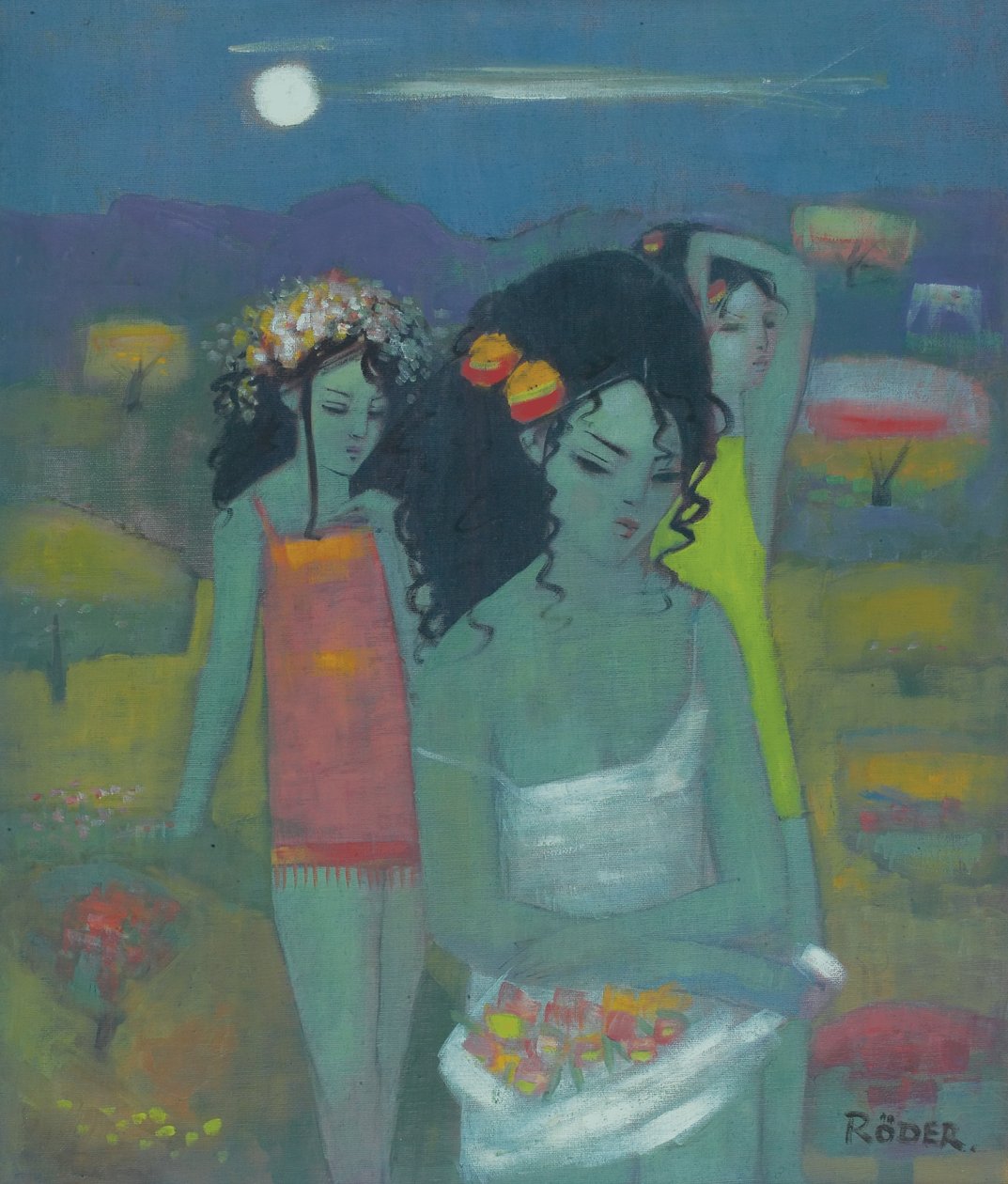 Gathering Fruit (oil on board) 作者 恩德·罗德（Endre Roder）