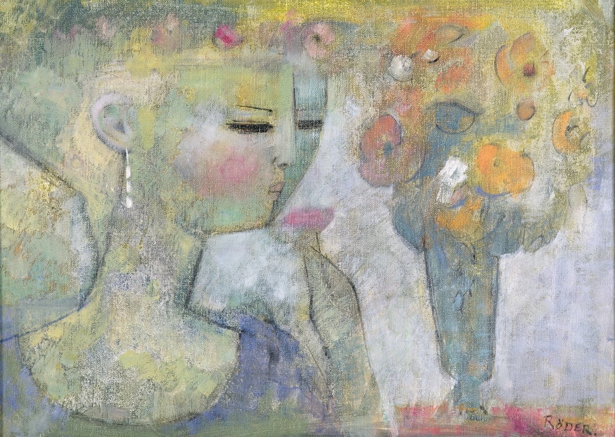 Glass Vase (oil on canvas) 作者 恩德·罗德（Endre Roder）