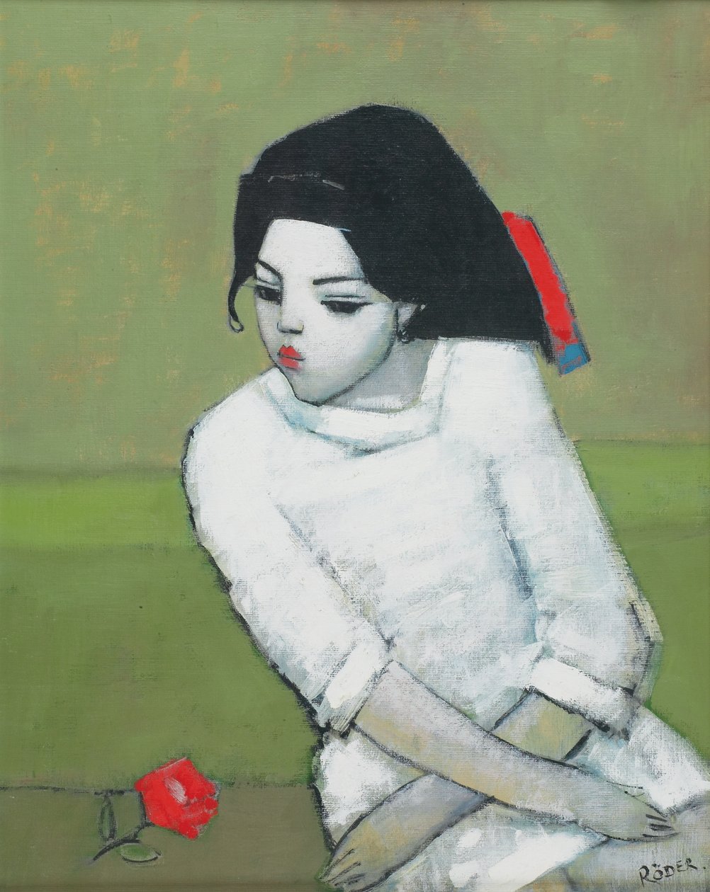 Lizzie in White (oil on board) 作者 恩德·罗德（Endre Roder）