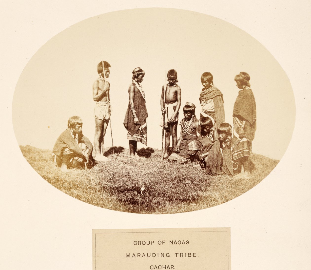 来自印度人民的Nagas，Marauding部落，Cachar集团，由J. Forbes Watson于1868年出版（蛋白印刷品） 作者 英国摄影师