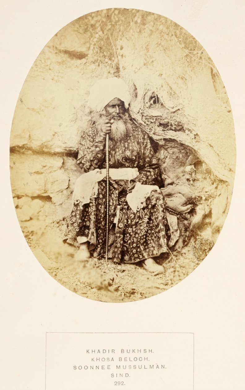 Khadir Bukhsh，Khosa Beloch，Soon，Sind，来自印度人民，J. Forbes Watson，1868年出版（蛋白印刷品） 作者 英国摄影师