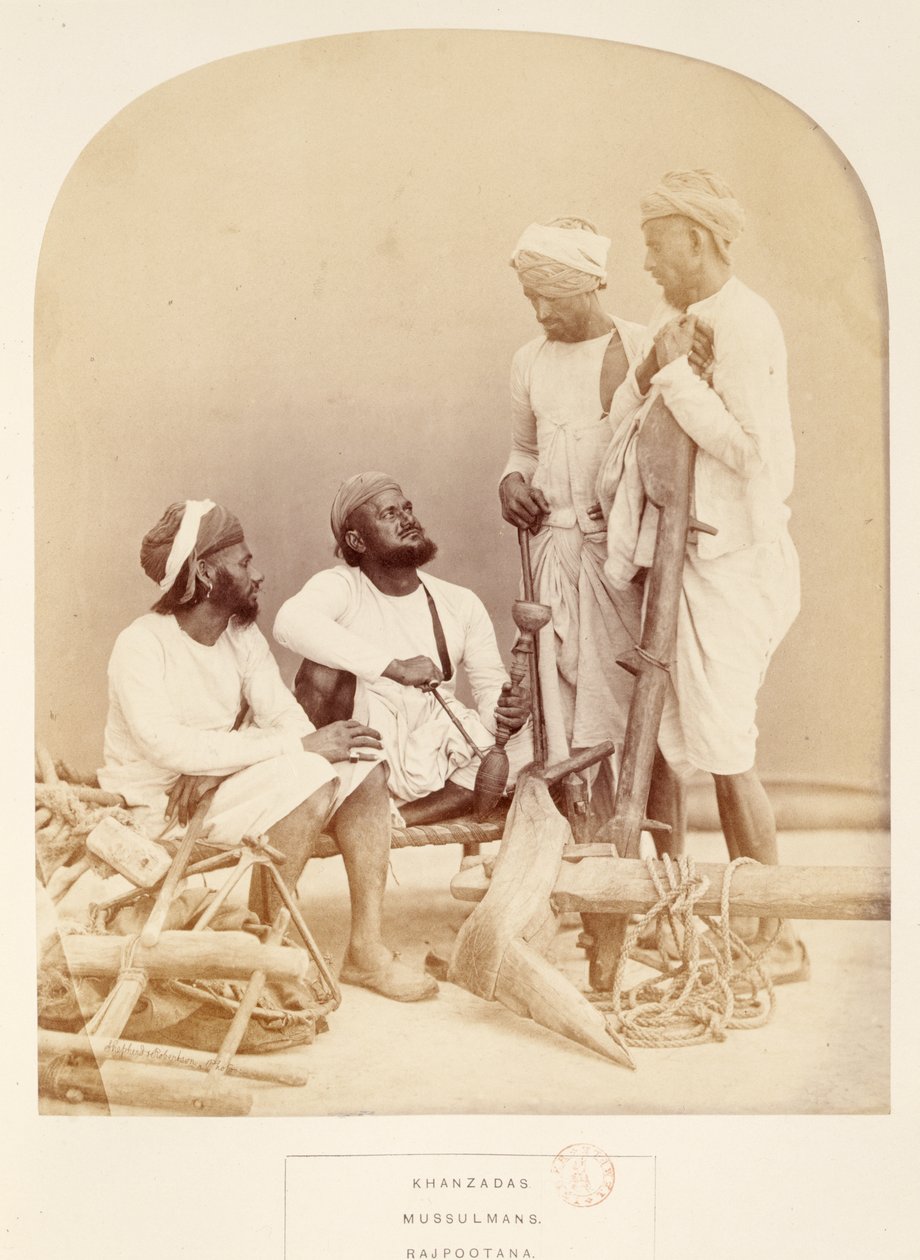 Khanzadas，Mussulmans，Rajpootana，来自印度人民，J. Forbes Watson，1868年出版（蛋白印刷品） 作者 英国摄影师