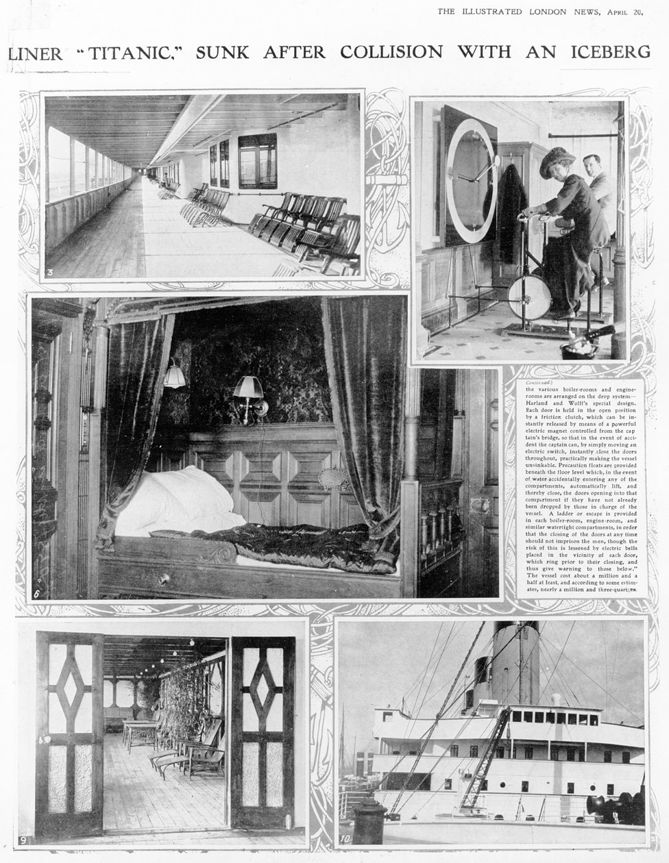 1912年4月20日，“伦敦画报”报道，与冰山碰撞后的班轮泰坦尼克号沉没 作者 英国摄影师