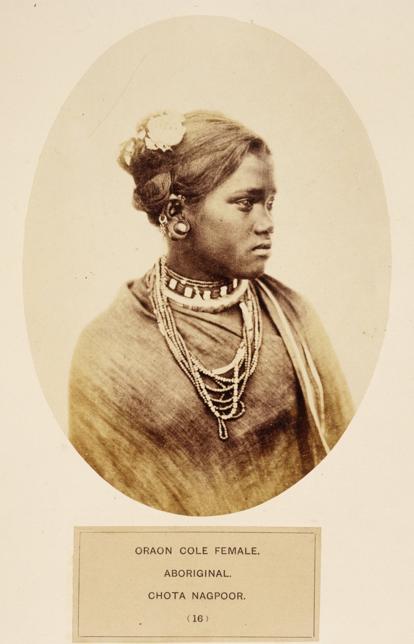 Oraon Cole女，原住民，Chota Nagpoor，来自印度人民，J. Forbes Watson，1868年出版（蛋白印刷品） 作者 英国摄影师