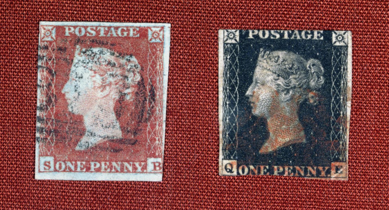 Penny Black和Penny Red，1850年（纸上墨水） 作者 英国摄影师