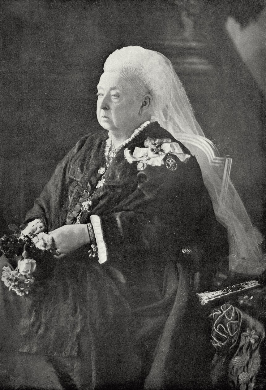 维多利亚女王（1819-1901）c.1899（黑白照片） 作者 英国摄影师