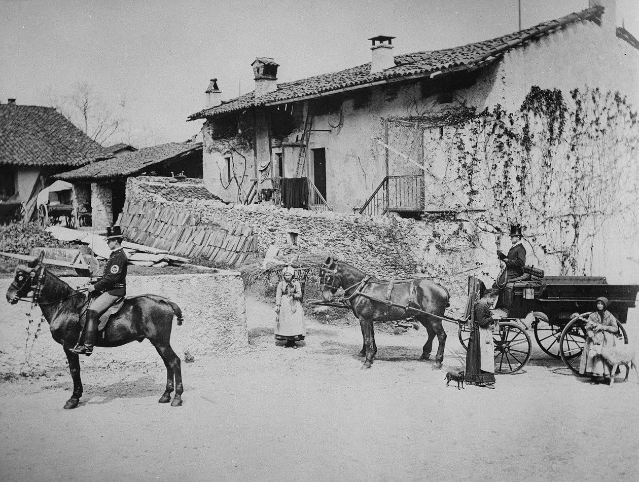 Villa Clara的马厩，搭乘皇后马车，1870-80 作者 英国摄影师