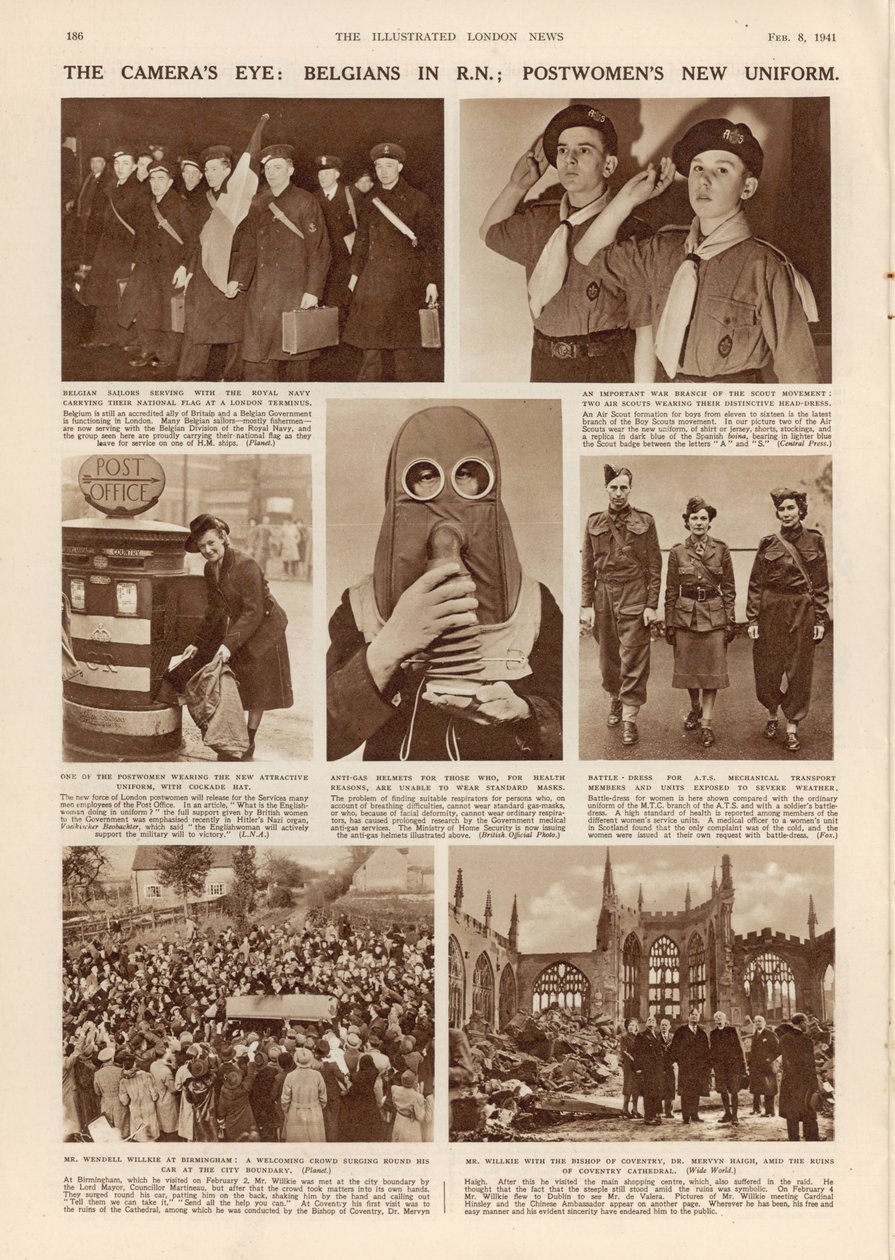 摄像机之眼：RN中的比利时人; 1941年2月8日，“伦敦新闻画报”的女性新制服 作者 英国摄影师