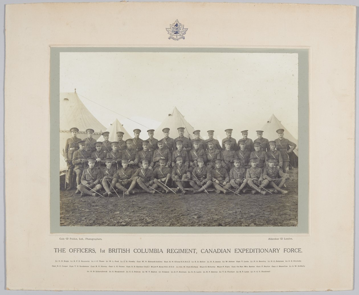 1918年，不列颠哥伦比亚省第一军团，加拿大远征军军官 作者 英国摄影师