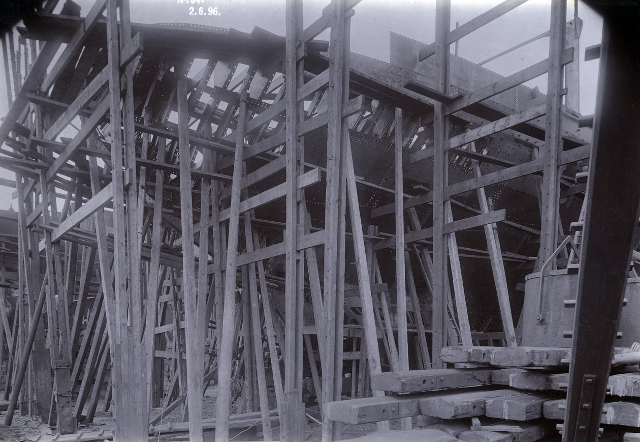1896年在泰恩河畔纽卡斯尔的Low Walker造船厂，由WG Armstrong Mitchell先生和有限公司建造的破冰火车渡轮轮船SS贝加尔湖 作者 英国摄影师