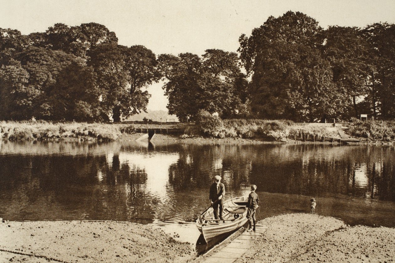 Isleworth渡轮的河流望向Kew花园的绿色沼地，来自Wonderful London，1926-27出版（照相凹版） 作者 英国摄影师
