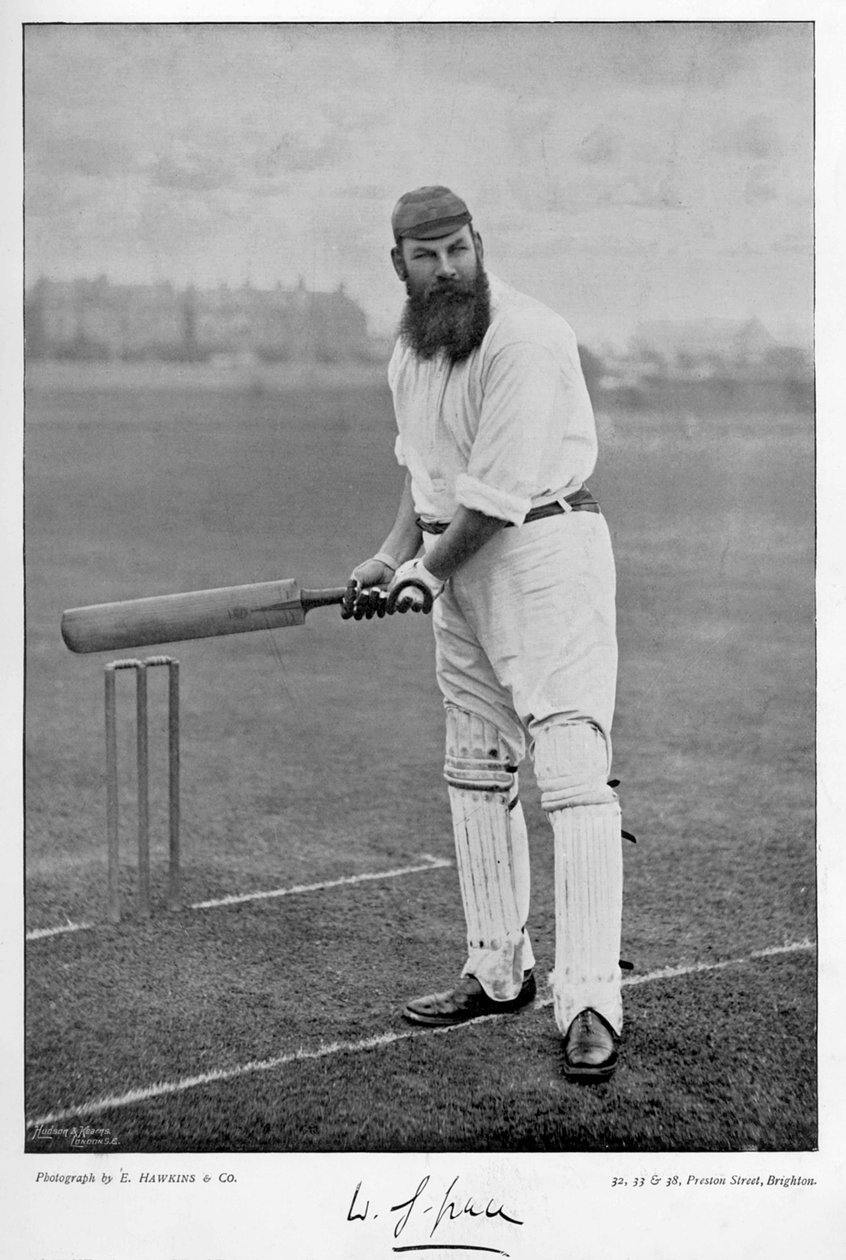 WG Grace，来自着名的板球运动员和板球场，由Hudson和Kearns于1895年出版 作者 英国摄影师