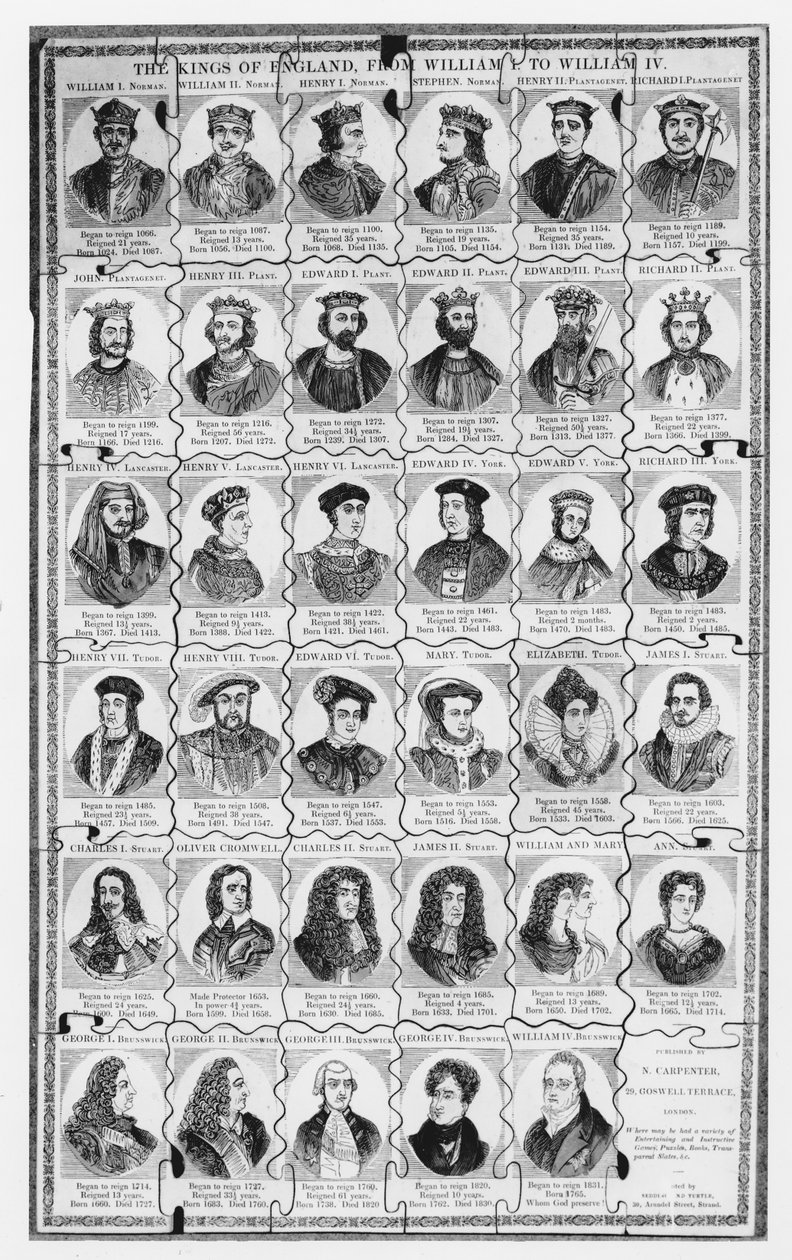 从威廉一世（1024-87）到威廉四世（1765-1837）的英格兰国王拼图 作者 英语学校