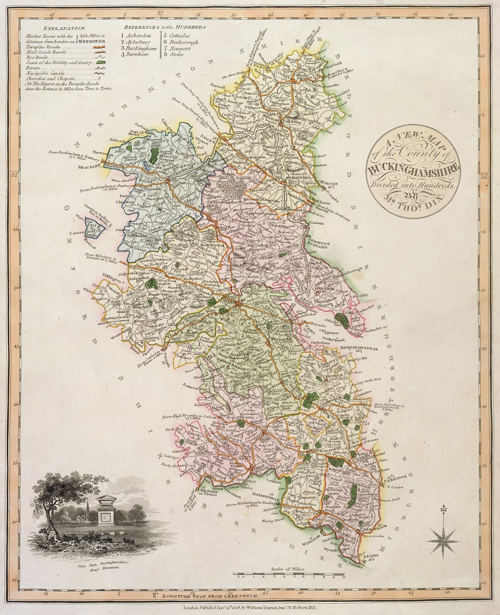 1816年白金汉郡的新地图 作者 英语学校