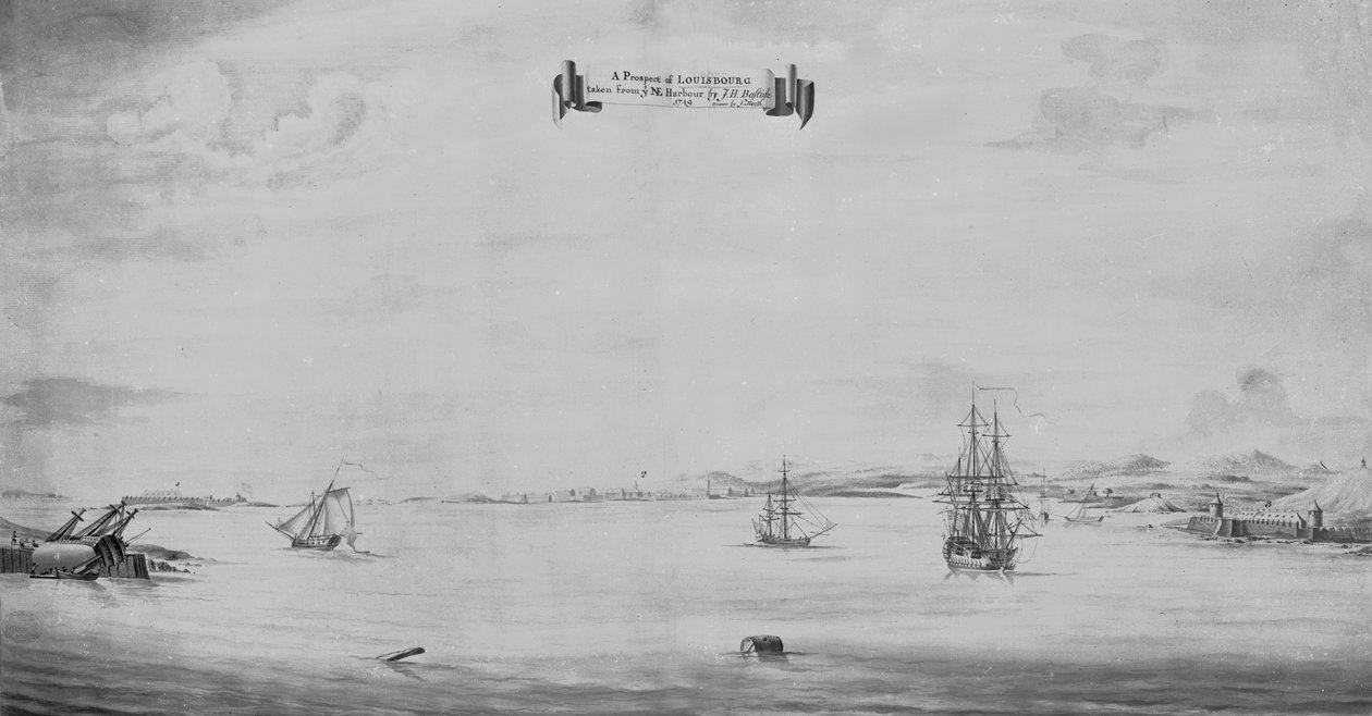 路易斯堡的一个前景，取自1749年的东海港 作者 英语学校