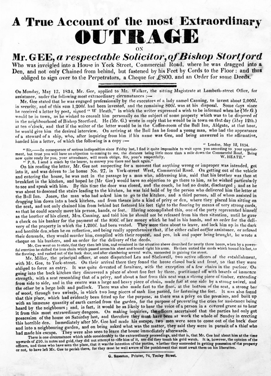 真实地描述了Gee先生，1834年的最特别的愤怒（凸版印刷） 作者 英语学校