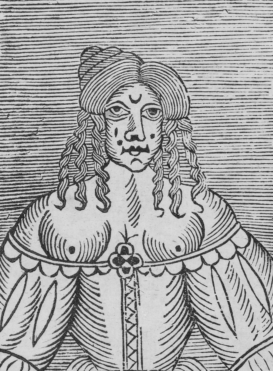 一位裸露的乳房的都铎女士，来自“一本Roxburghe Ballads”的插图 作者 英语学校