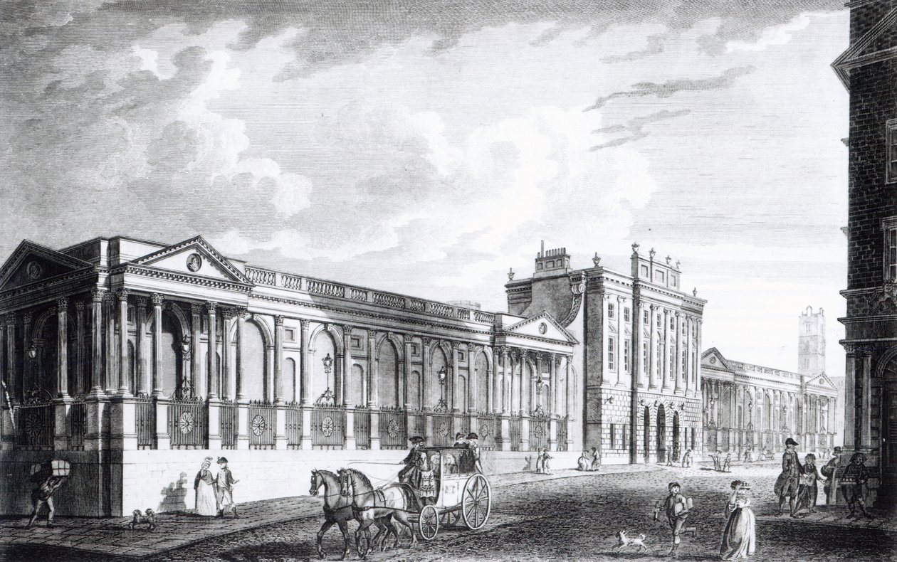 英格兰银行的视图，Threadneedle街，伦敦，1797年 作者 英语学校