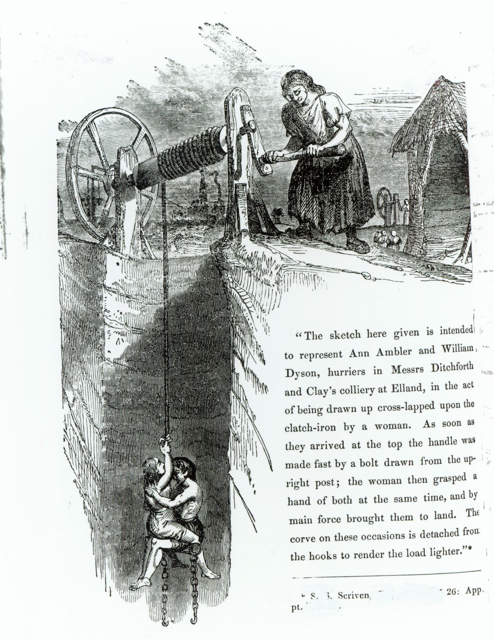 一个男孩和女孩被炸毁了一个矿井，插图印在“威斯敏斯特评论”，1842年7月 作者 英语学校