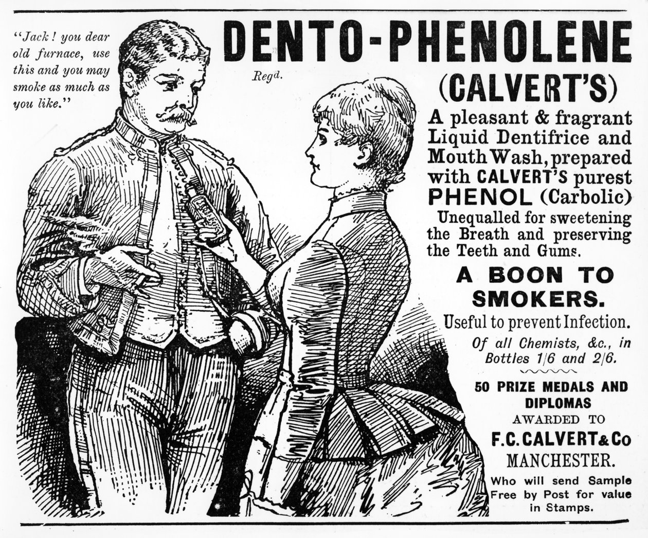 卡尔弗特的Dento-Phenolene，1890年代的广告 作者 英语学校