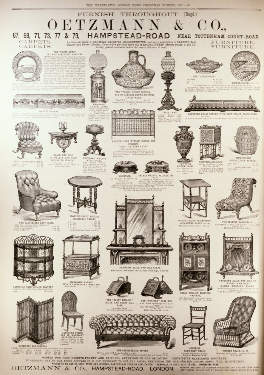 Oetzmann und Co.的广告，来自&39;The Illustrated London News&39;，1881年12月 作者 英语学校