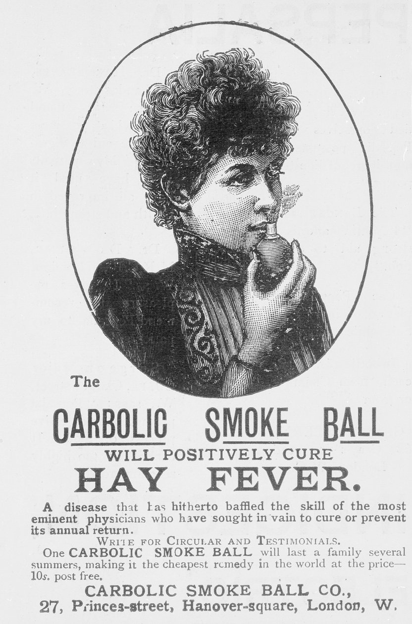Carbolic Smoke Ball的广告，花粉热的治疗方法（打印） 作者 英语学校